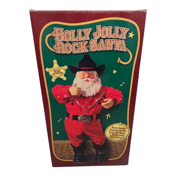 1999 Holly Jolly Rock Dancing Santa Animated Singing Cowboy Alan Jackson Tested - Picture 2 of 16
